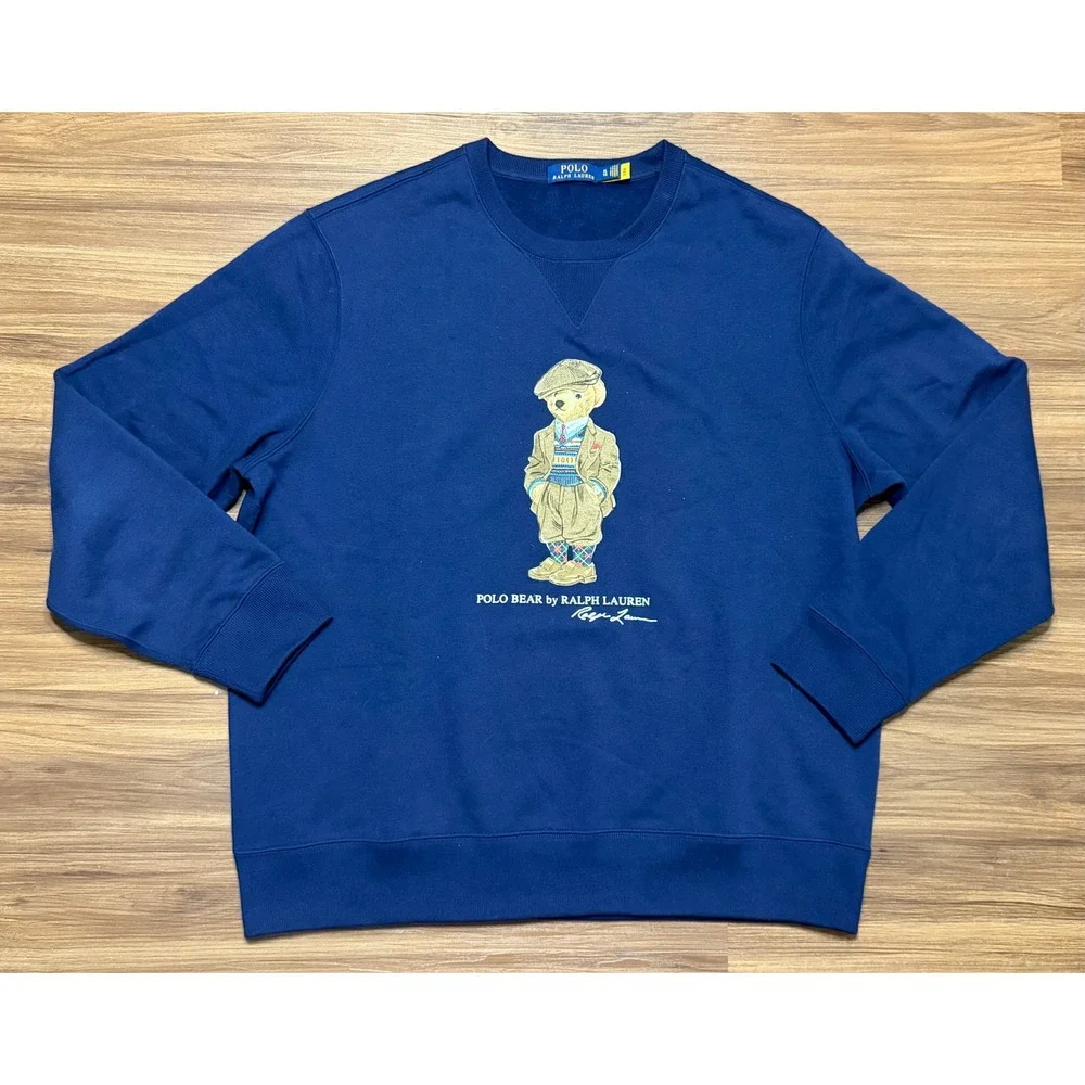 Polo Ralph Lauren Polo Bear Navy Blue Crewneck Sweatshirt Mens Sz XL Dapper Bear